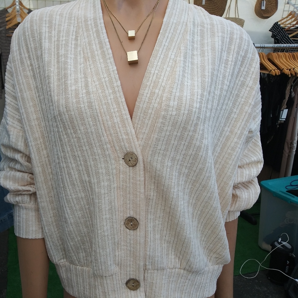 Cream Button Down Sweater